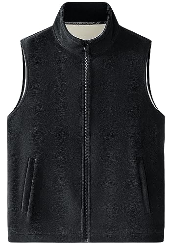 AIEOE Herren Winter Weste Weiche Polarfleece Weste Warme Herrenweste mit Stehkragen Fellweste Schwarz Herstellergröße 8XL/ EU Größe XXL von AIEOE