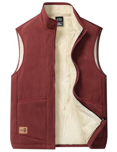 AIEOE Herren Winter Weste mit Kuscheligem Futter Weich und Flauschige Winterweste Rot Herstellergröße 3XL/ EU Größe M von AIEOE