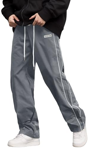 AIEOE Herren Y2K Sporthose Locker Weite Track Pants Street Style Jogginghose für Alltag Freizeit Schule Urban Look Grau M AIEOE Herren Y2K Sporthose Locker Weite Track Pants Street Style Jogginghose für Alltag Freizeit Schule Urban Look Grau M von AIEOE