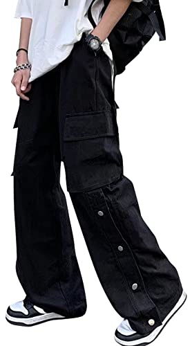 AIEOE Jungen Baggy Jeans Y2K Cargo Hosen Weites Bein Hip Hop Streetwear Teenager Cargohose Casual Vintage Jeanshose Bootcut Gerade Denim Jeans - XXL von AIEOE