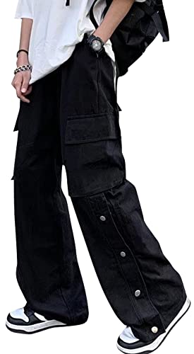 AIEOE Jungen Jeans Y2K Baggy Cargo Hose Weites Bein Teenager Hip Hop Streetwear Vintage Casual Cargohose Gerade Bootcut Jeanshose Denim Jeans - XL von AIEOE