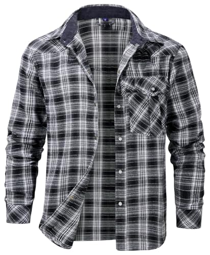 AIEOE Karierte Hemdjacke Herren Langarm Arbeitshemd Vintage Flanellhemden Pearl Druckknöpfe Dünn Freizeithemd Western Cowboy Hemd Frühling Herbst -XXL AIEOE Karierte Hemdjacke Herren Langarm Arbeitshemd Vintage Flanellhemden Pearl Druckknöpfe Dünn Freizeithemd Western Cowboy Hemd Frühling Herbst -XXL von AIEOE