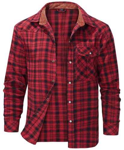 AIEOE Karierte Hemdjacke Herren Langarm Arbeitshemd Vintage Flanellhemden Pearl Druckknöpfe Dünn Freizeithemd Western Cowboy Hemd Frühling Herbst -XXL AIEOE Karierte Hemdjacke Herren Langarm Arbeitshemd Vintage Flanellhemden Pearl Druckknöpfe Dünn Freizeithemd Western Cowboy Hemd Frühling Herbst -XXL von AIEOE