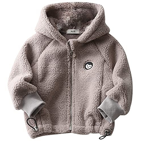 AIEOE Kinder Fleece Kapuzenjacke Mädchen Jungen Mäntel Fleece Bomberjacke Herbst Winter Dick Warm Grau 2-3 Jahre von AIEOE