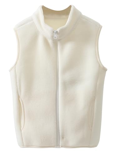 AIEOE Kinder Jungen Fleeceweste Mädchen Ärmellose Jacke Reißverschluss Weste Stehkragen Polar Fleece Weste Winter Kinderjacke 110cm Weiß von AIEOE
