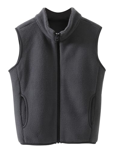 AIEOE Kinder Mädchen Fleeceweste Ärmellose Jacke Jungen Reißverschluss Weste Stehkragen Polar Fleece Weste Winter Kinderjacke 120cm Grau von AIEOE