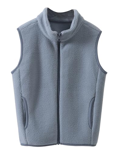 AIEOE Kinder Mädchen Fleeceweste Ärmellose Jacke Jungen Reißverschluss Weste Stehkragen Polar Fleece Weste Winter Kinderjacke 120cm Graublau von AIEOE
