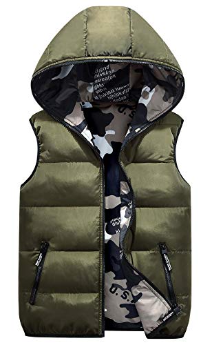 AIEOE Kinder Outdoor Kapuzenweste Herbst Winter Warm Steppweste Tarnung Reversibel Outwear von AIEOE