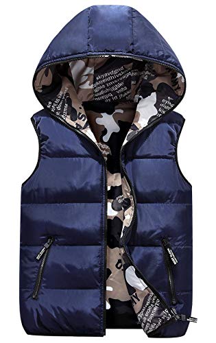 AIEOE Kinder Outdoor Kapuzenweste Herbst Winter Warm Steppweste Tarnung Reversibel Outwear von AIEOE