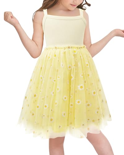 AIEOE Kleinkind Tütü Kleider Ärmellos mit Futter Prinzessin Taufe Sommerkleid Boho Tutu Geburtstag Kleid für 2-3 Jahre Gelb von AIEOE