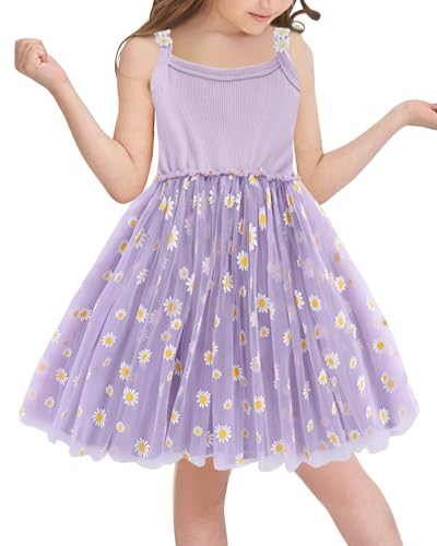AIEOE Kleinkind Tütü Kleider Ärmellos mit Futter Prinzessin Taufe Sommerkleid Boho Tutu Geburtstag Kleid für 2-3 Jahre Violett von AIEOE