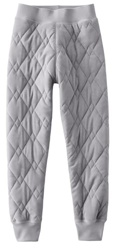 AIEOE Mädchen Leggings Thermo Kinder Warme Winter Leggings Dick Gefüttert Hosen Hohe Taille Thermo-Unterhosen 170cm Grau von AIEOE