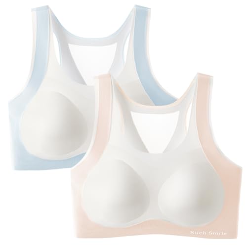 AIEOE Mädchen Sport BH Nahtloser Bra Atmungsaktiver Trainings-BH Unterwäsche mit Gepolsterte Teenager-BHS ohne Bügel Nahtloses für 10–16 Jahren Kinder 2er-Pack von AIEOE