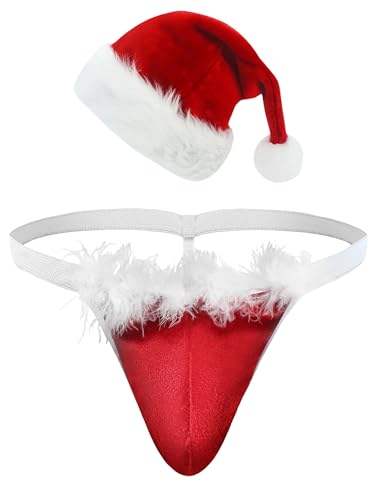 AIEOE Männertanga String Tanga Herren Dessous Weihnachtskostüm Set 2 Stück Spaß Unterwäsche von AIEOE