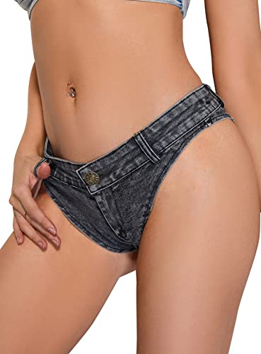 AIEOE Mini Shorts Damen Kurz Sexy Denim Shorts Clubwear Hot Pants Größe M Schwarz von AIEOE