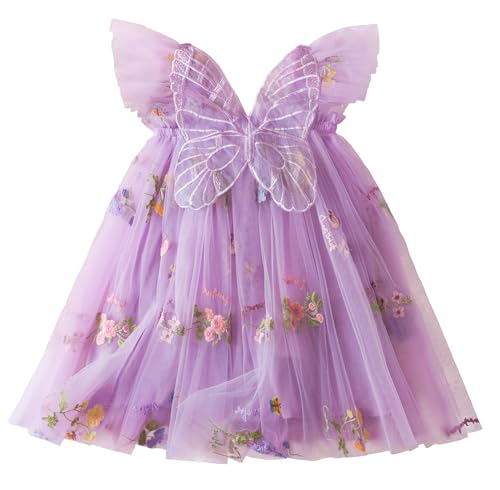 AIEOE Neugeborenes Baby Mädchen Prinzessin Kleider mit Tüll Schleife Elegante Ärmellose Kleidung für Karneval Party für 1-2 Jahre Violett von AIEOE