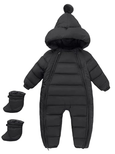 AIEOE Schneeanzüge für Baby Mädchen Schneeanzug Kinder Baby Overall Winter Winteranzug Baby 5-12 Monate Schwarz A von AIEOE