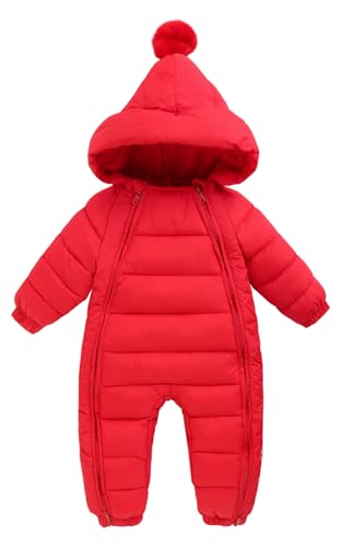 AIEOE Schneeanzüge für Mädchen Baby Overall Herbst Winter Overall Baby Jungen Baby Winterjacke 5-12 Monate Rot von AIEOE