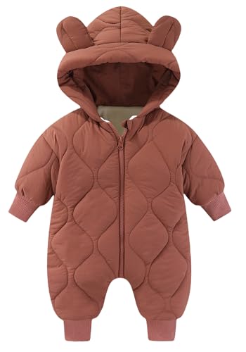 AIEOE Schneeanzug Kinder Winter Warm Schneeanzug Kapuze Strampler Doppelreißverschluss Overall Mantel Jacke 3-6 Monate Rot von AIEOE