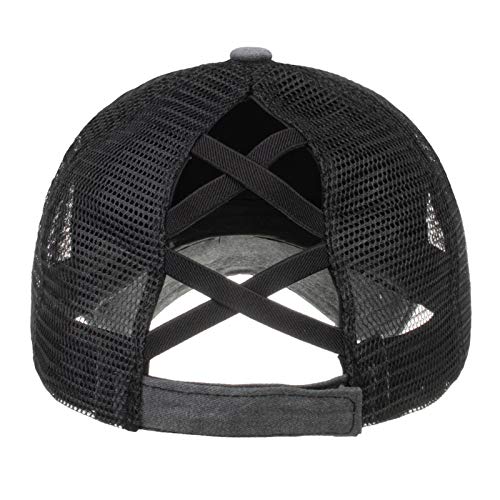 AIEOE Schwarz Pferdeschwanz Cap Retro Stylisch Baumwolle Baseball Kappe Pferdeschwanzmütze Herren Trucker Schirmmütze von AIEOE