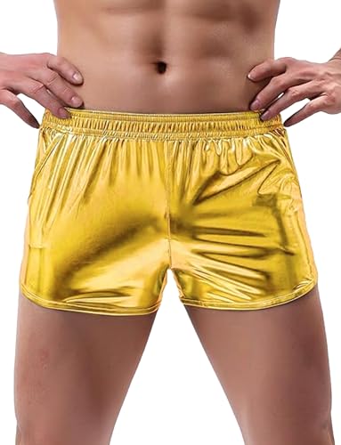 AIEOE Sexy Boxershorts Herren Sexy mit Taschen Partys Rave Kostüm Shiny Kurz Hosen Größe XXL Gelb AIEOE Sexy Boxershorts Herren Sexy mit Taschen Partys Rave Kostüm Shiny Kurz Hosen Größe XXL Gelb von AIEOE