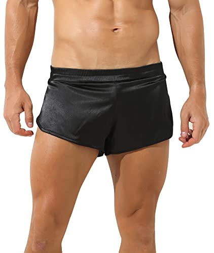 AIEOE Sexy Unterwäsche für Mann Satin Boxer Shorts Herren Sexy Boxershorts Leicht und Atmungsaktiv Schwarz S von AIEOE