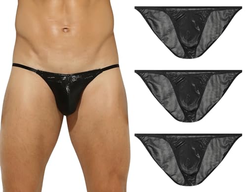 AIEOE Slips Unterwäsche Herren Mini Slip Low Rise Tanga Slip Unterhose Schwarz B x 3 L von AIEOE