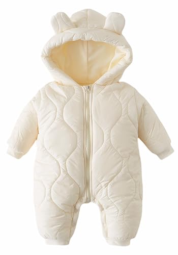 AIEOE Snowsuit Baby Daunenjacke Kleinkind Schneeanzug Winter Kapuzen Strampler Mädchen Jungen Jumpsuit Dicke Oberbekleidung Warme Outfits 80cm Weiß von AIEOE