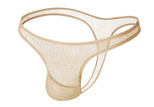 AIEOE String Tanga Herren Transparente String Männer Sexy Slip Leichte und Atmungsaktive Unterwäsche Beige Größe XL von AIEOE