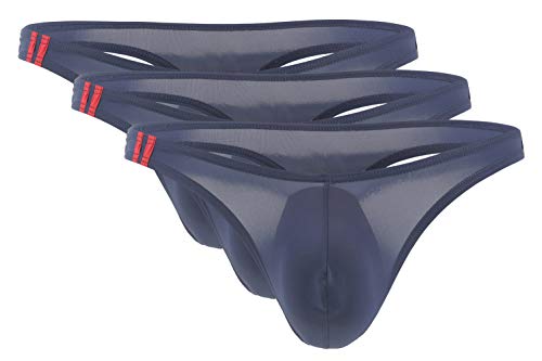 AIEOE String Tanga für Herren 3er Pack Leicht Transparente Unterwäsche Männer Slips Blau Größe L von AIEOE