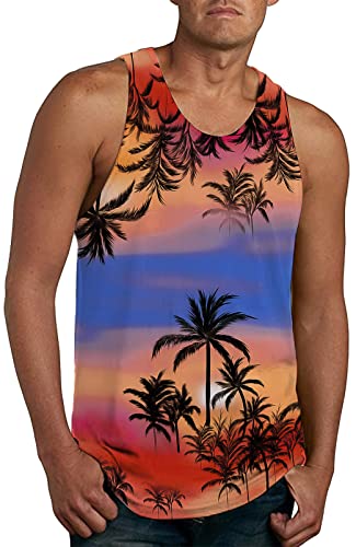 AIEOE Tanktop Herren Sommer Hawaii Tankshirt Strand Tank Top Muskelshirt Ärmellos T-Shirt 3D Druck Print Muster Locker Schnell Trocknend Atmungsaktiv - 3XL von AIEOE