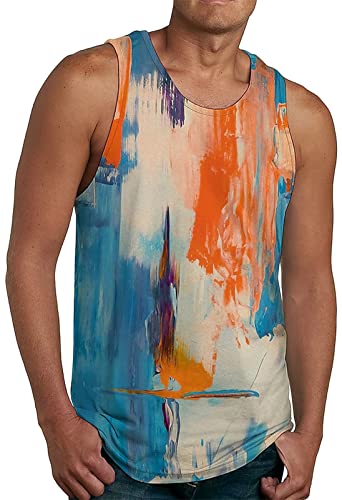 AIEOE Tanktop Herren Sommer Hawaii Tankshirt Strand Tank Top Muskelshirt Ärmellos T-Shirt 3D Druck Print Muster Locker Schnell Trocknend Atmungsaktiv - 3XL von AIEOE