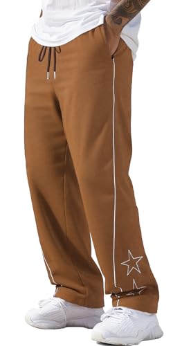 AIEOE Teenager Herren Fallschirmhose Y2K Streetwear Gerade Beinschnitt Skateboard Hose Lässig Skater Braun Herstellergröße 3XL/ EU Größe XXL von AIEOE