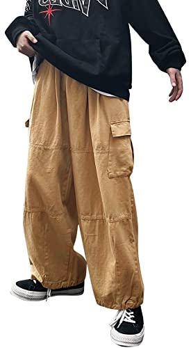 AIEOE Teenager Jungen Cargohose Y2K Vintage Baggy Jeans Weites Bein Streetwear Hip Hop Cargo Hosen Casual Gerade Bootcut Jeanshose Denim Jean - L von AIEOE
