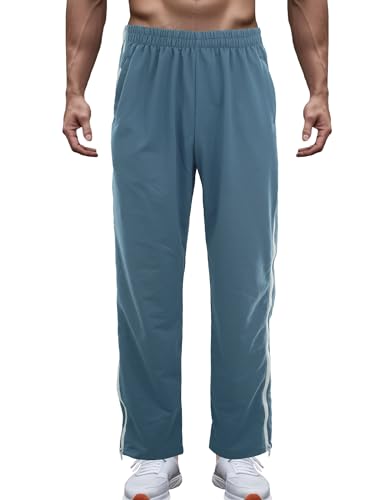 AIEOE-Trainingshose Herren Sweathose Breite Sporthose Lang Split Basketball Jogginghose Freizeithose Reha Hose Outdoorhose mit Reissverschluss Abreißhose XXL Blau von AIEOE