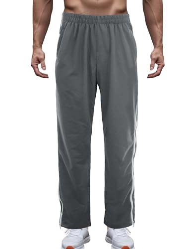 AIEOE-Trainingshose Herren Sweathose Breite Sporthose Lang Split Basketball Jogginghose Freizeithose Reha Hose Outdoorhose mit Reissverschluss Abreißhose XXL Grau von AIEOE