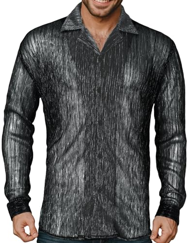 AIEOE Transparent Shirts Herren Spitze Hemd Sommer Langarm Freizeithemd Lace T-Shirt Männer Spitzenhemd Casual V-Ausschnitt Sommerhemd - XL AIEOE Transparent Shirts Herren Spitze Hemd Sommer Langarm Freizeithemd Lace T-Shirt Männer Spitzenhemd Casual V-Ausschnitt Sommerhemd - XL von AIEOE