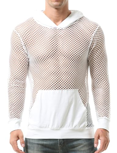 AIEOE Transparent Sweatshirt Herren Fischnetz Hoodie Casual Dünn Locker Langarmshirt mit Kapuze Atmungsaktiv Netz Shirts Frühling Herbst - XXL AIEOE Transparent Sweatshirt Herren Fischnetz Hoodie Casual Dünn Locker Langarmshirt mit Kapuze Atmungsaktiv Netz Shirts Frühling Herbst - XXL von AIEOE