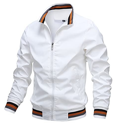 AIEOE Übergangsjacke Herren Bomberjacke Sport Casual Stehkragen Blouson Fliegerjacke mit 2 Reißverschlusstaschen und Innentasche von AIEOE