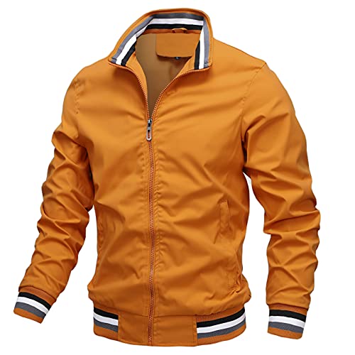 AIEOE Übergangsjacke Herren Frühling Herbst Bomberjacke Sport Casual Stehkragen Blouson Fliegerjacke mit 2 Reißverschlusstaschen und Innentasche von AIEOE