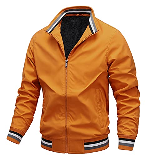 AIEOE Übergangsjacke Herren Winter Wattiert Bomberjacke Sport Casual Stehkragen Blouson Fliegerjacke mit 2 Reißverschlusstaschen und Innentasche L, EU S von AIEOE