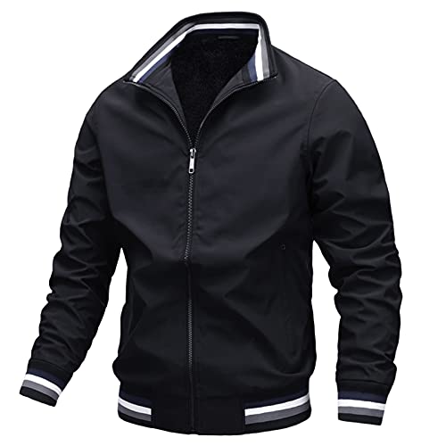 AIEOE Übergangsjacke Herren Winter Wattiert Bomberjacke Sport Casual Stehkragen Blouson Fliegerjacke mit 2 Reißverschlusstaschen und Innentasche XL, EU M von AIEOE