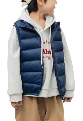 AIEOE Unisex Ärmellos Daunen Jacke für Kinder und Jungen Weste Winter Beheizt Leicht Geeignet von 6-7 Jahre Dunkelblau von AIEOE