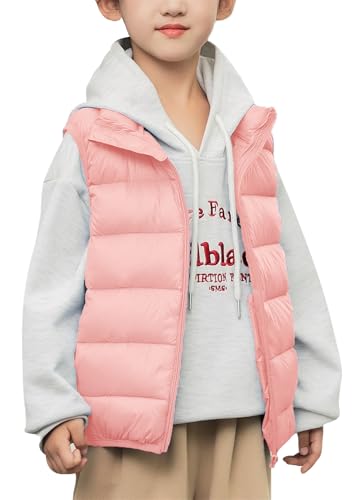 AIEOE Unisex Ärmellose Daunen Weste mit Knopftaschen Leicht für Jungen Kinder Schmutzabweisend Geeignet von 8-9 Jahre Rosa von AIEOE