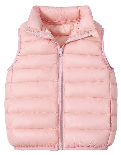 AIEOE Unisex Kinder Jungen Ärmellose Daunen Jacke mit Taschen Winddichte Weste Elegantes Leichtgewicht Geeignet von 3-4 Jahre 110cm Rosa von AIEOE