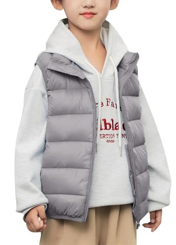 AIEOE Unisex Kinder Weste Ärmellose Daunen mit Taschen Jacke Jungen Winddichte Leichtgewicht Geeignet von 2-3 Jahre Grau von AIEOE