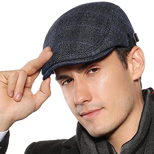 AIEOE Unisex Schiebermütze Classic Retro Newsboy Flatcap Ballonmütze Verstellbare Baskenmütze für Herbst und Winter - Grau-groß kariert von AIEOE