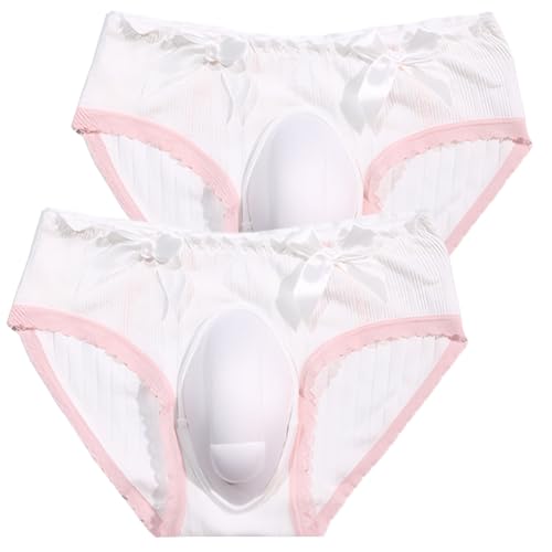 AIEOE Verstecken Brief 2er Pack Spitze Gaff Panty Baumwolle Hiding Unterhosen Höschen Niedrig Taille Spitzenslips Camel Toe Slips für Transgender EU M (Asie L) von AIEOE