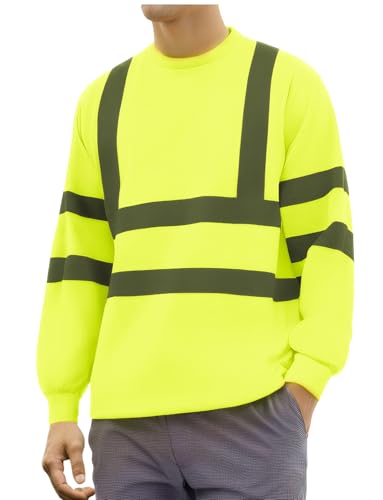 AIEOE Warnschutz Shirt Langarm Herren Warnschutzshirt Gelb Hohe Sichtbarkeit Warn T-Shirt Warnshirt Saugfähig Atmungsaktiv EN ISO 20471 Klasse 2 - XXL von AIEOE