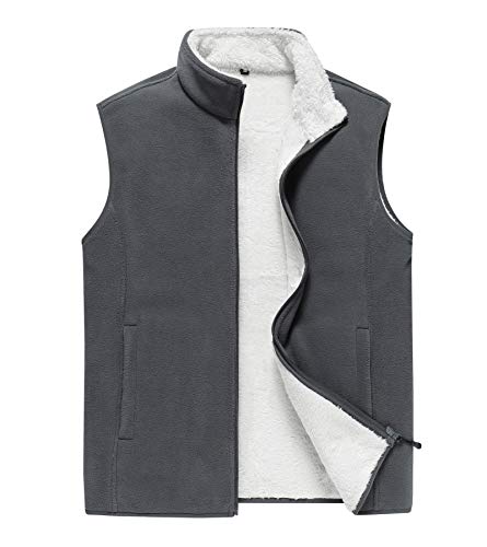 AIEOE Weste Herren Fleeceweste mit Kuscheligem Plüsch Gefüttert Winter Warme Ärmellose Jacke Grau Asien 3XL/ EU M von AIEOE